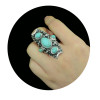 R-1139  Vintage Turkish Silver Custom Carving Antique Persian Turquoise Ring