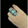 R-1139  Vintage Turkish Silver Custom Carving Antique Persian Turquoise Ring
