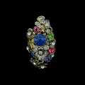 R-1169 Bohemian Style gold plated alloy colorful crystal rhinestone flowers Rings