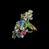 R-1169 Bohemian Style gold plated alloy colorful crystal rhinestone flowers Rings