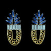 E-3404 vintage fashion style gold plated alloy crystal flower dangle earrings