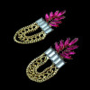 E-3404 vintage fashion style gold plated alloy crystal flower dangle earrings