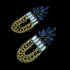E-3404 vintage fashion style gold plated alloy crystal flower dangle earrings