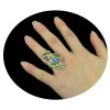 R-1169 Bohemian Style gold plated alloy colorful crystal rhinestone flowers Rings