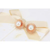 E-3403 fashion style gold plated alloy double flower pearl stud earrings