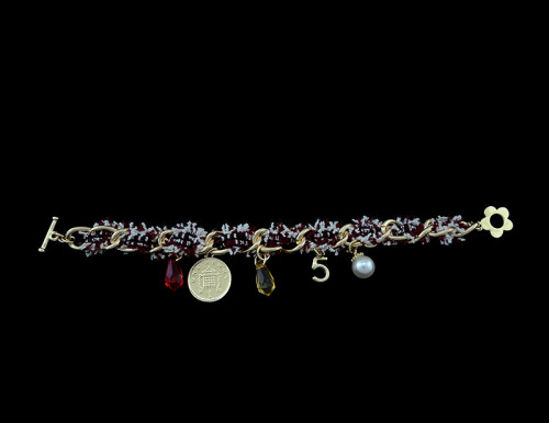 B-0440 fashion style gold plated alloy pearl gem pendant bracelets