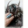 R-1167 Turkish style silver carving metal stone statement turquoise rings