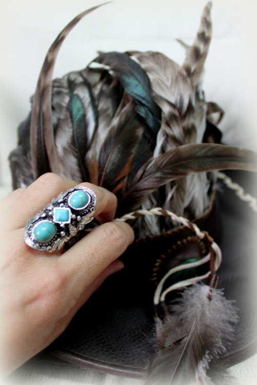 R-1167 Turkish style silver carving metal stone statement turquoise rings
