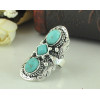 R-1167 Turkish style silver carving metal stone statement turquoise rings