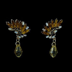 E-3402 fashion style gold plated alloy crystal rhinestone flower drop stud earrings