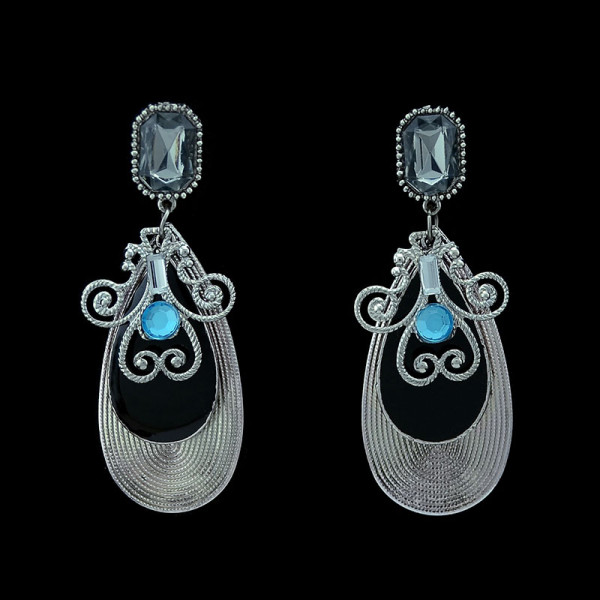 E-3408 vintage style gold/silver plated alloy crystal gem drop dangle earrings