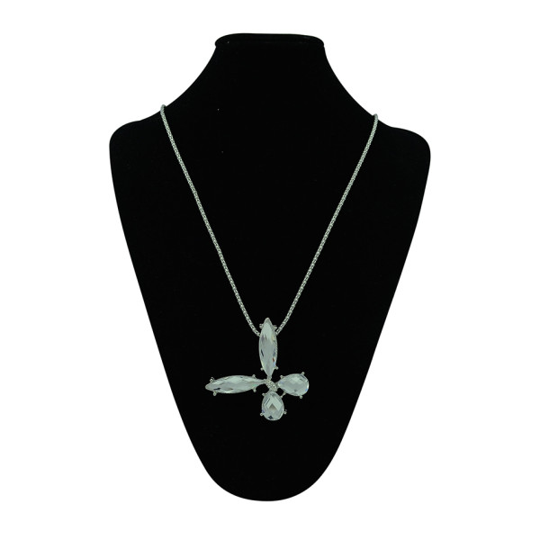 N-5349 European style Silver plated  link chain long crystal pendant necklace