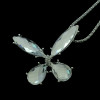 N-5349 European style Silver plated  link chain long crystal pendant necklace