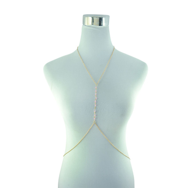 N-5344 European style gold plated alloy pink beads belly body Chain
