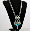 N-5358 European Vintage Style Carving Flower Natural stone Turquoise Drop Tassels Statement Necklace Earring Set