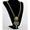 N-5358 European Vintage Style Carving Flower Natural stone Turquoise Drop Tassels Statement Necklace Earring Set