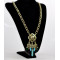 N-5358 European Vintage Style Carving Flower Natural stone Turquoise Drop Tassels Statement Necklace Earring Set