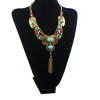 N-5357 European style silver/gold plated alloy Carving resin tassel necklace earring set