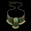 N-5354 fashion style gold plated alloy turquoise tassel necklace 2 styles