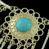 N-5354 fashion style gold plated alloy turquoise tassel necklace 2 styles