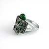R-1178 Turkish style silver carving flower metal rhinestone acrylic gemstone rings