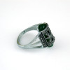 R-1178 Turkish style silver carving flower metal rhinestone acrylic gemstone rings