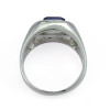 R-1177 fashion style silver plated alloy blue crystal clear rhinestone men rings 4 sizes