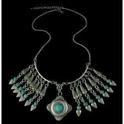 N-5354 fashion style gold plated alloy turquoise tassel necklace 2 styles