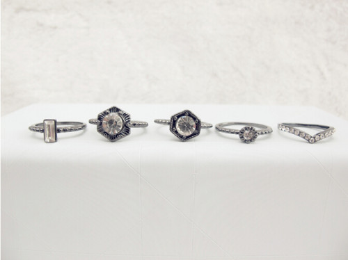 R-1183 fashion korea  gold/silver/gun black 3 colros pearl crystal  ring  5pcs/set midi ring
