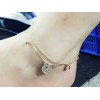 B-0474 Korean fashion rose gold plated head double chains anklet bell charm hand chain jewelry