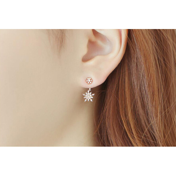 E-3425  fashion style silver gold plated alloy rhinestone snow stud earrings