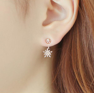 E-3425  fashion style silver gold plated alloy rhinestone snow stud earrings