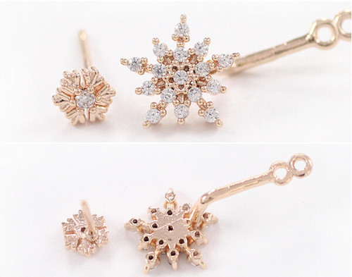 E-3425  fashion style silver gold plated alloy rhinestone snow stud earrings