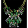 N-5378 fashion vintage style green/blue gemstone rope metal chain choker neckalces