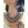 N-5026 Bohemian Fringe Carving Flower Collar Statement Necklace, Boho, Gypsy, Antalya, Ebony, Silver, Festival, Coachella, Turkish, India, Itor, Ethnic