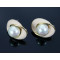 E-3438 Korea style gold plated alloy pearl shell ellipse stud earrings