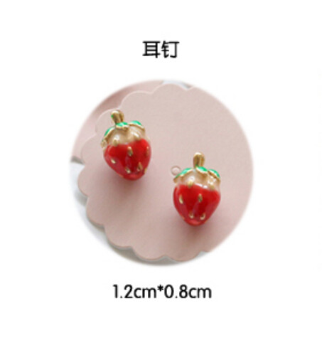 E-3431 New Fashion Design Korea style gold plated Cute Red Strawberry Stud Earrings for Women Costume Jewelry