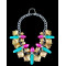 N-5397 vintage style gold plated alloy crystal flower statement necklace