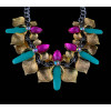 N-5397 vintage style gold plated alloy crystal flower statement necklace