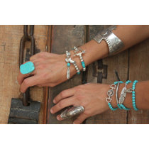 R-1189 fashion vintage style silver plated alloy turquoise ring