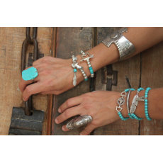 R-1189 fashion vintage style silver plated alloy turquoise ring