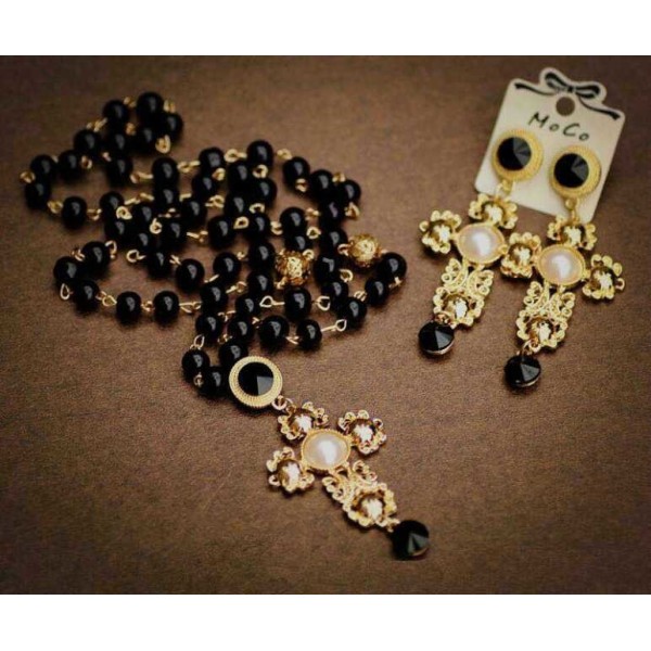 N-5390 2015 women new fashion vintage European style palace cross exaggerated retro long sweater chain necklace