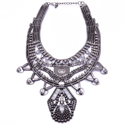 N-5393 European and American exaggeration luxury fashion diamond clavicle chain pendant flower statement necklace