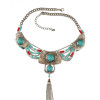 N-5357 European style silver/gold plated alloy Carving resin tassel necklace earring set