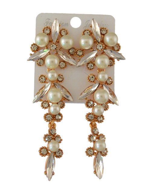 E-3454 Fashion style Gold/silver plated Pearl rhinestone Earrings Jewelry