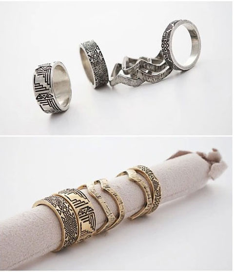 R-1185 vintage style silver plated alloy mix rings designed for men and women 6pcs/sets