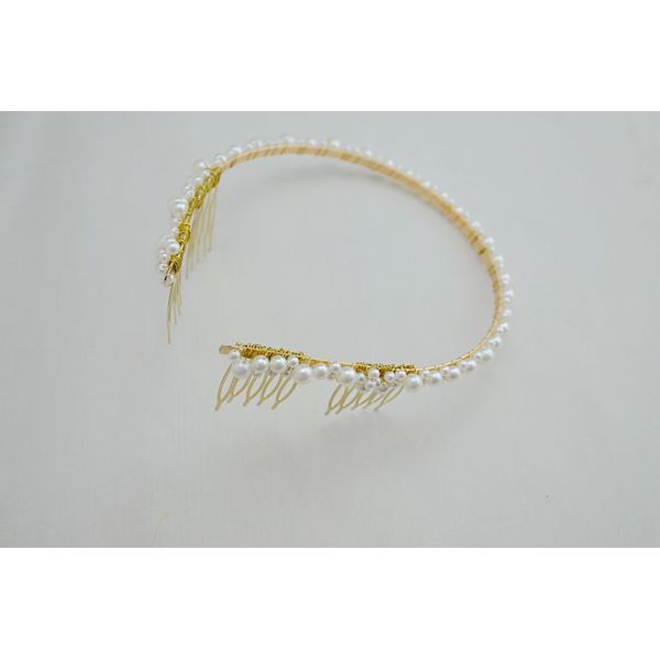 F-0233 fashion style gold plated alloy pearl headband fashion golden hair jewelry