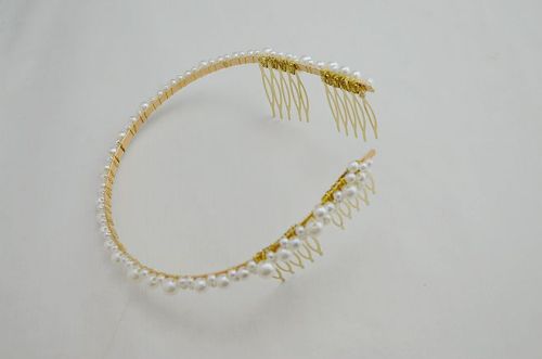 F-0233 fashion style gold plated alloy pearl headband fashion golden hair jewelry