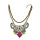 N-5427 European style vitnage silver gold clear colorful crystal rhinestone flower statement shourouk double chain necklace