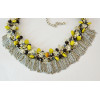 N-5434 fashion style silver plated alloy colorful bead chain tassel choker bib necklace